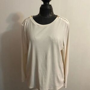 Lauren Ralph Lauren Cream sweater with zippers on shoulder, Size 3X